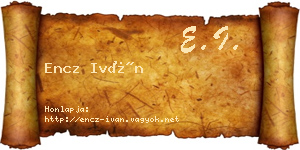 Encz Iván névjegykártya