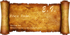 Encz Iván névjegykártya